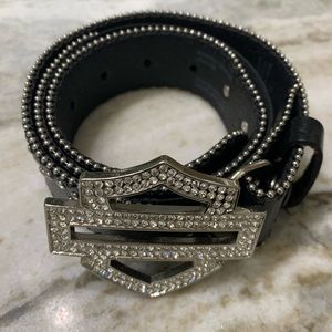 Harley-Davidson rhinestone & suede belt